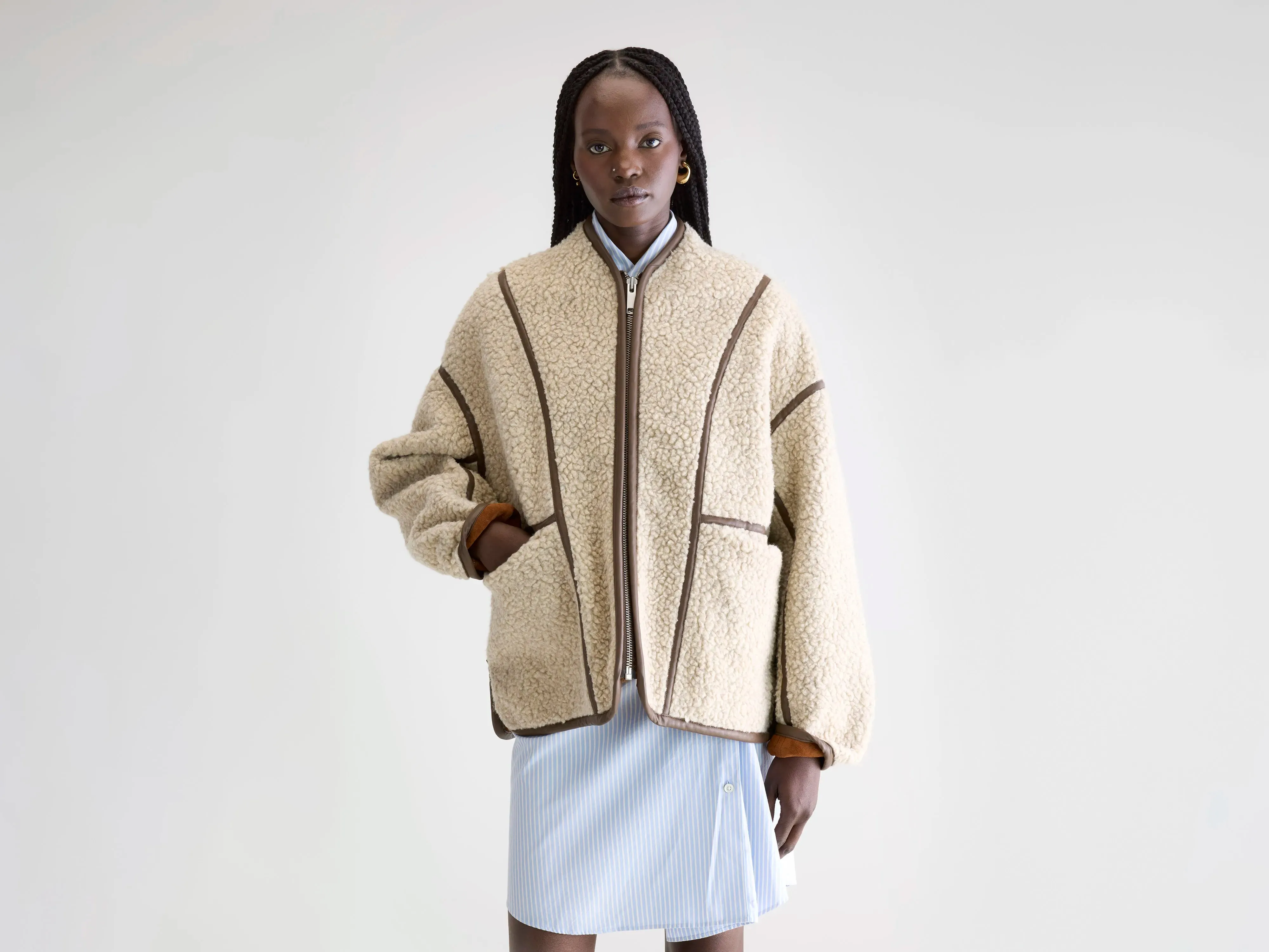 Trend Forward Windbreaker Inspired Fit Jina sherpa jacket (252 / W / NATURAL)