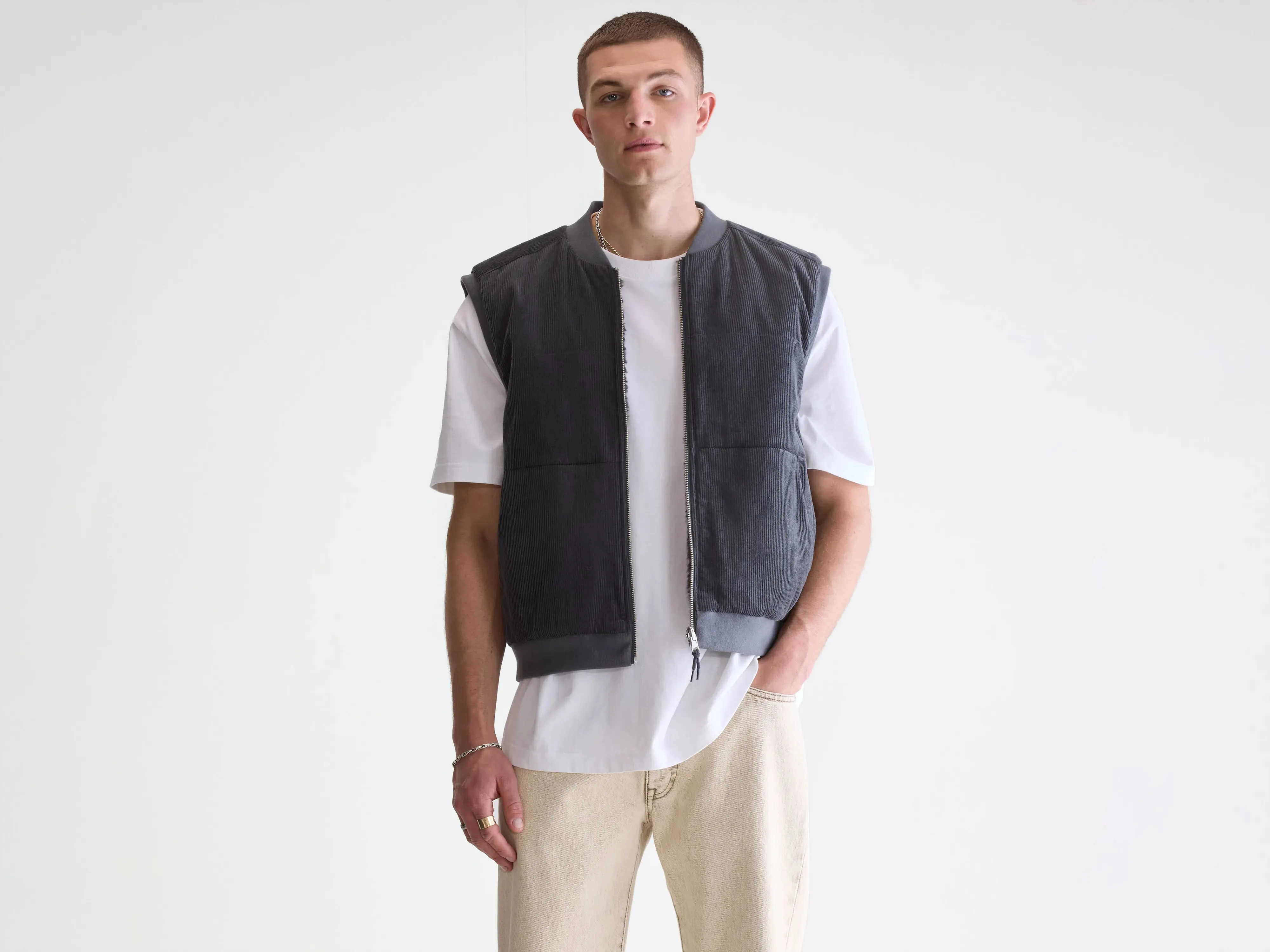 Stripe Look Jocko bodywarmer (252 / M / ELEPHANT)