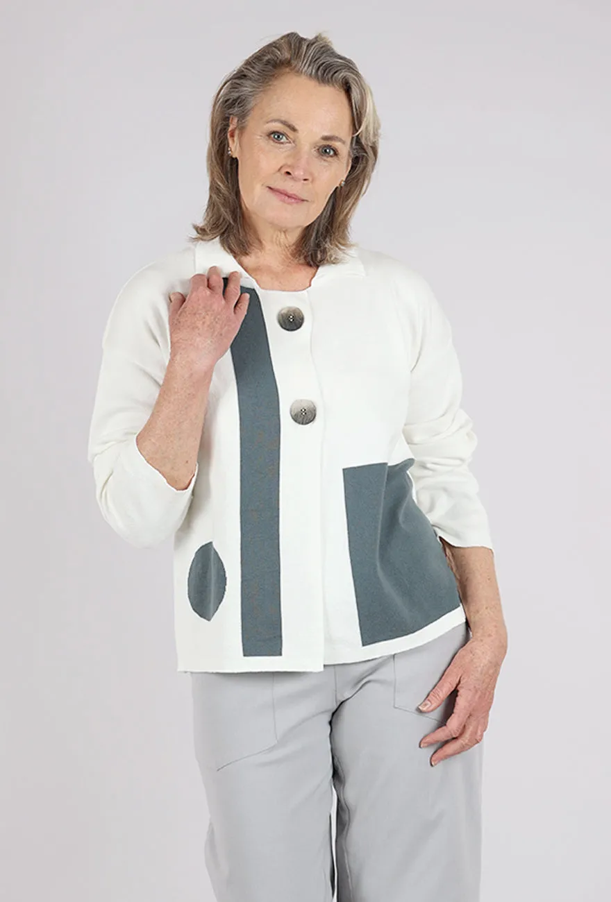 Bold sweater pattern Johnny Collar Sweater, Latte/Gray