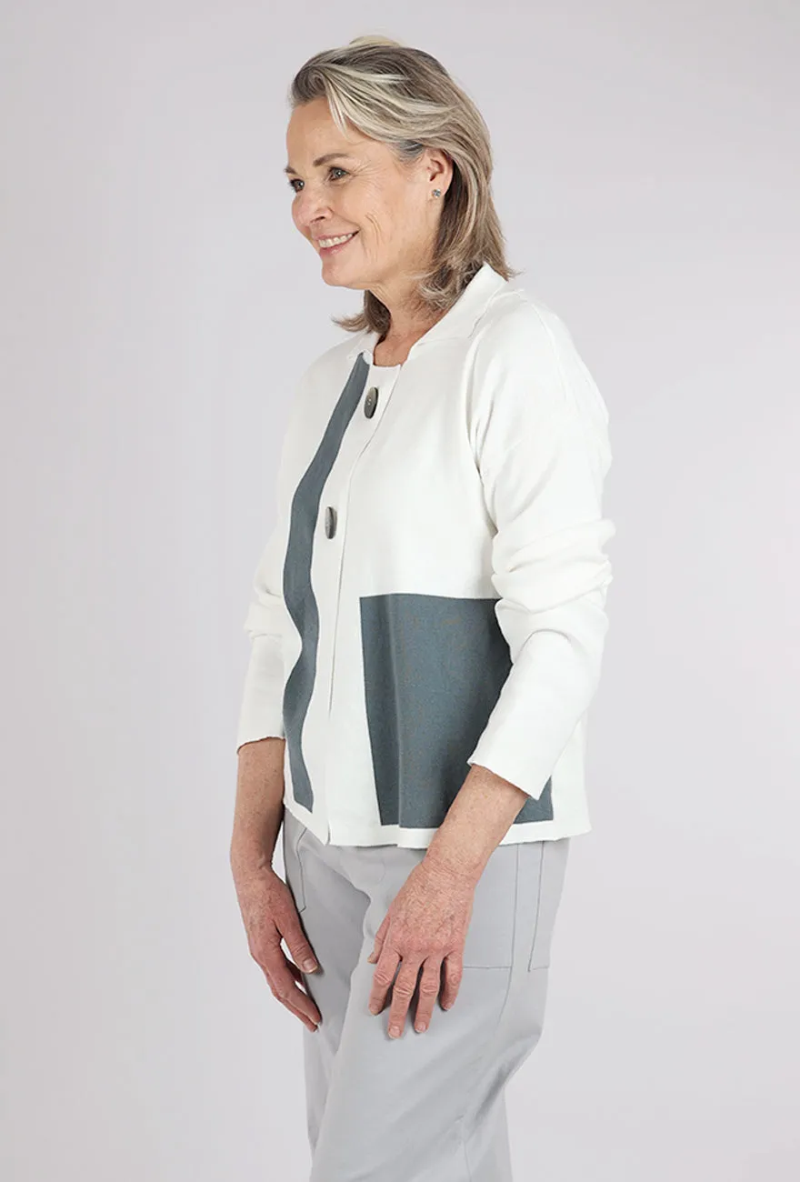 Johnny Collar Sweater, Latte/Gray Fine Touch