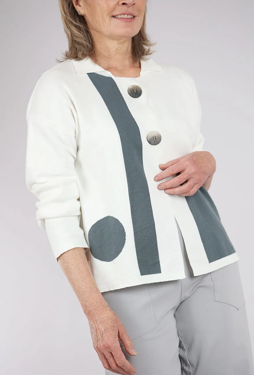Johnny Collar Sweater, Latte/Gray Fine Touch