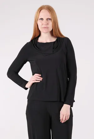 V-Neck Vacation Style Jordana Top, Black