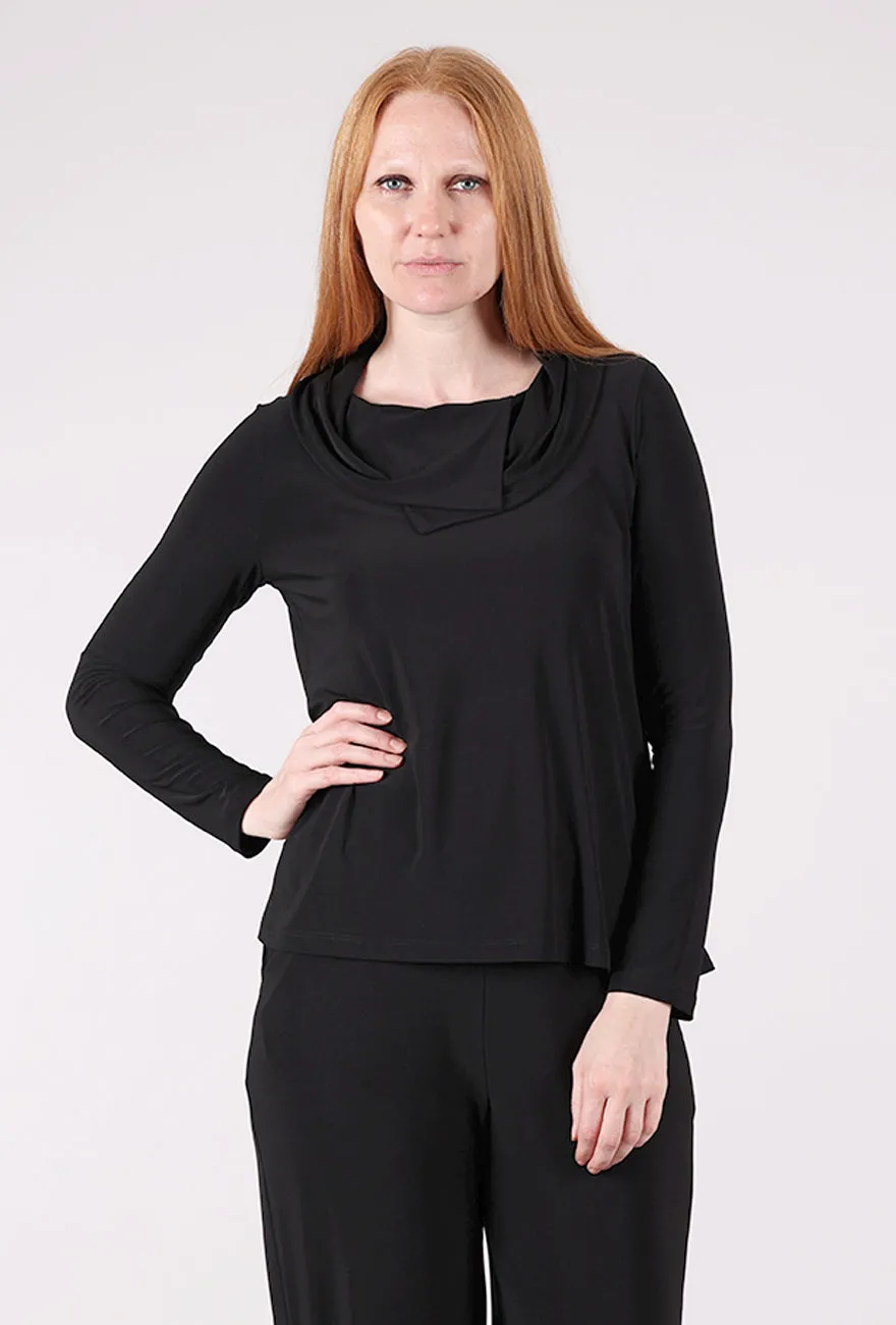 V-Neck Vacation Style Jordana Top, Black