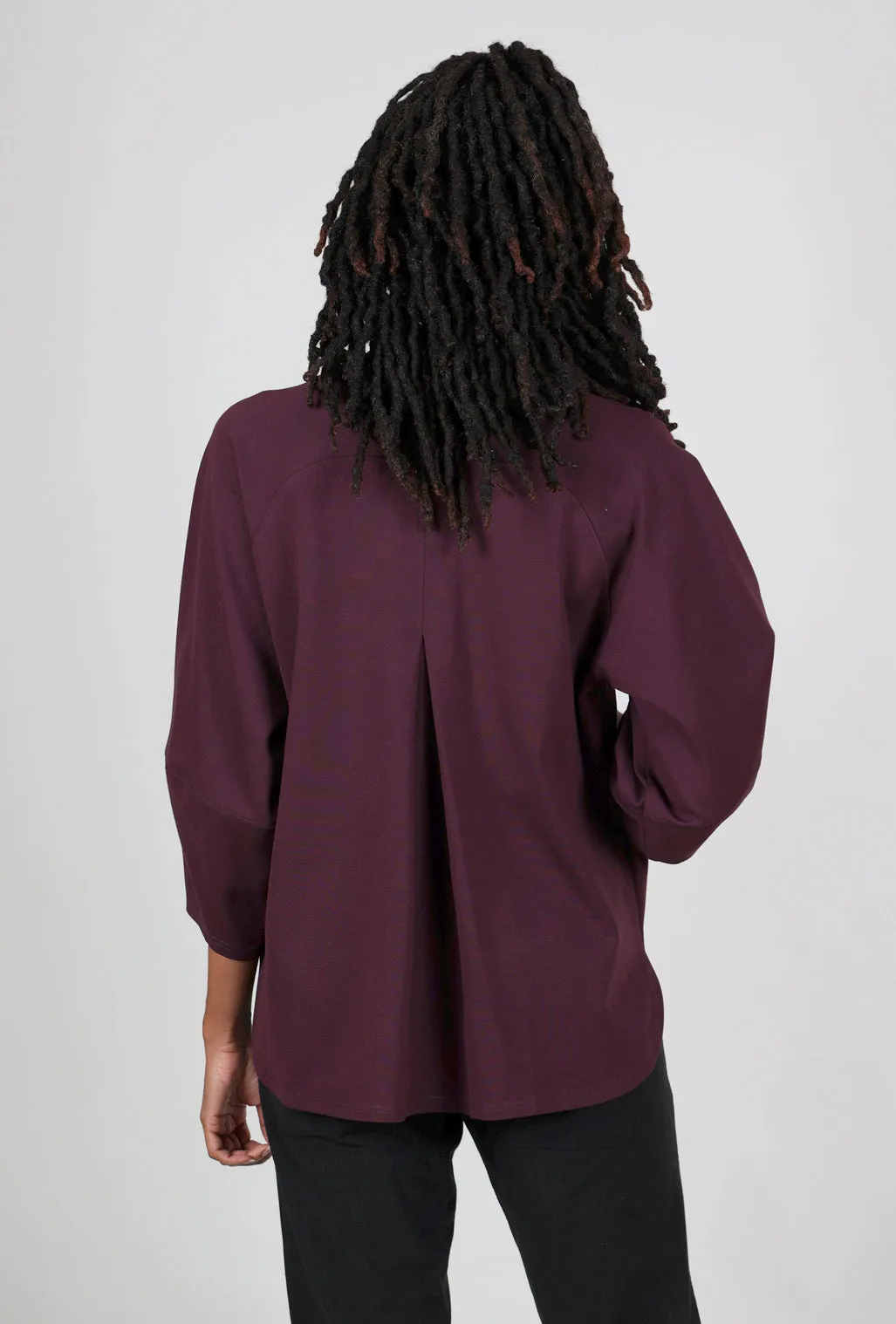 Judy Balloon Sleeve Ponte Top, Merlot Simple Elegance