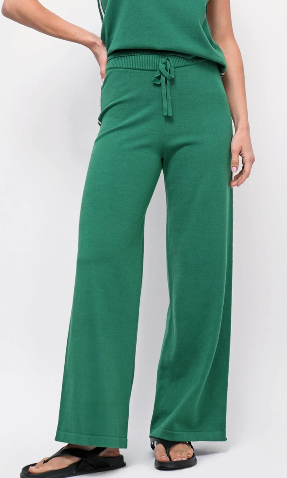 Julien Wide Leg Athletic Stripe Knit Pants Modern Look
