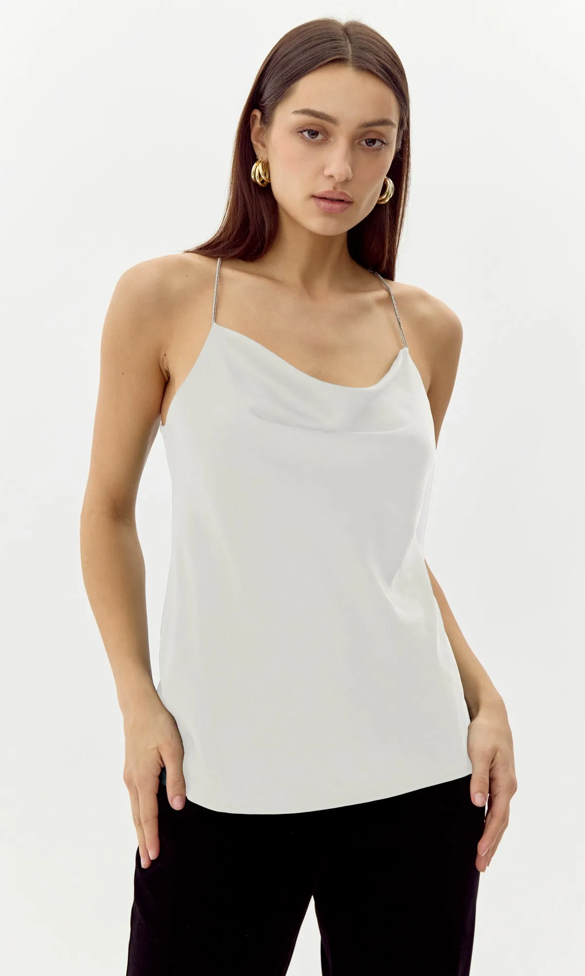 Kansas Jeweled Cowl Cami Top Light Layers