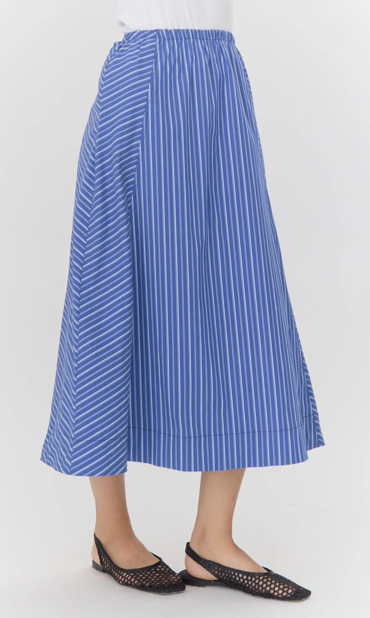 Kendall Play Stripe Midi A-Line Skirt Cozy Fit