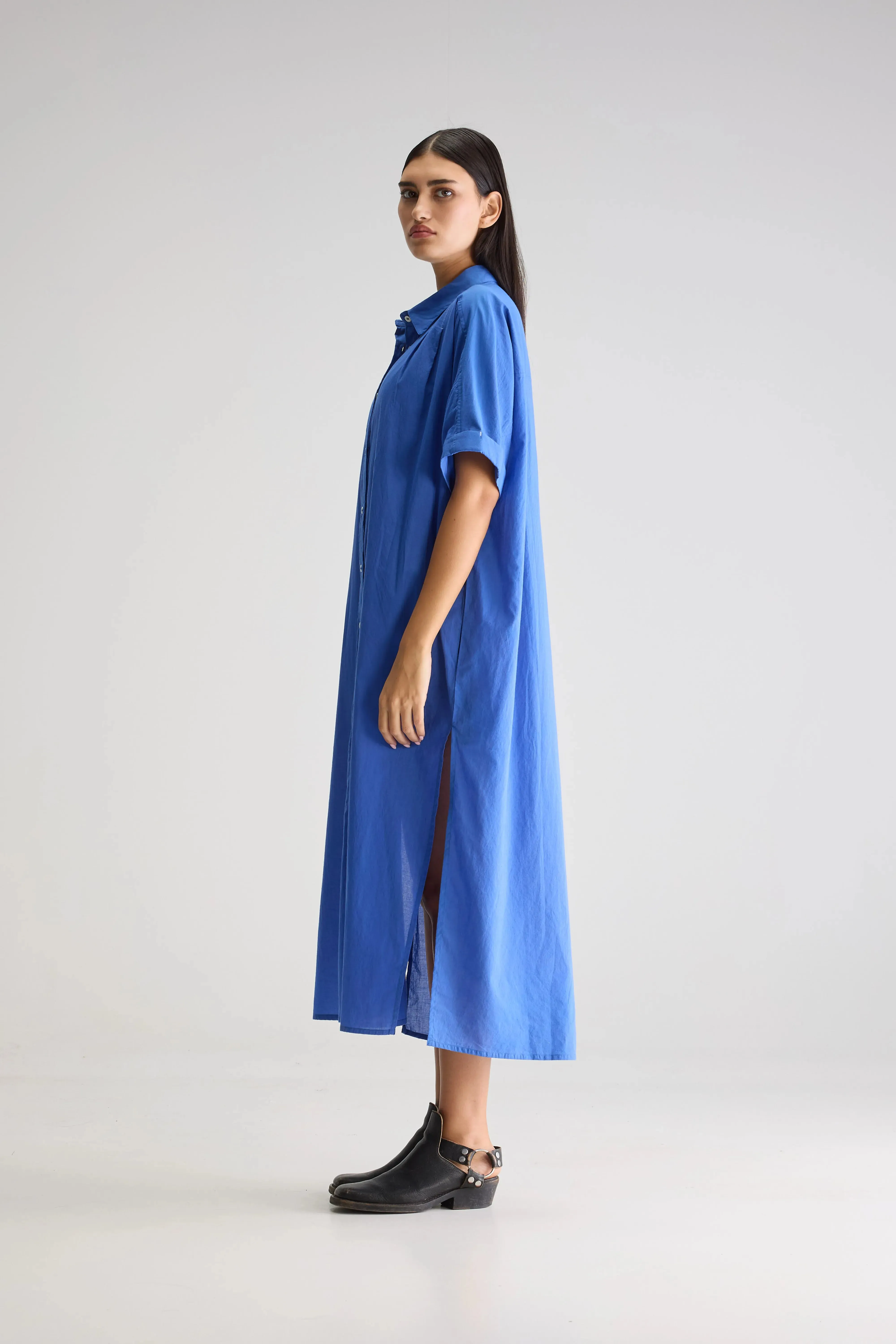 Keren long shirt dress (251 / W / IRIS BLOOM) Smart Clothing