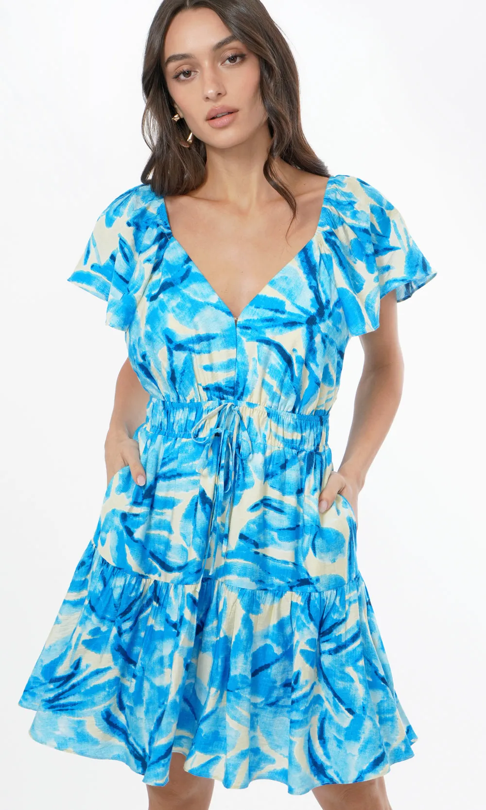 Khaki Shade Loddy Ruffled Mini Dress