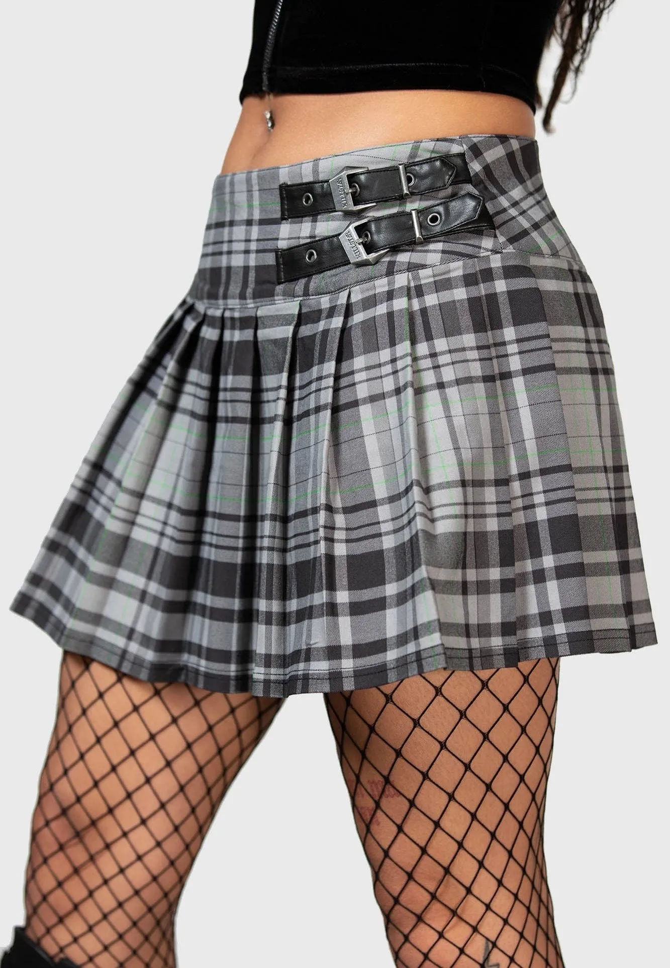 Killstar - Bat Girl Mini Grey Tartan - Skirt Cozy Classic