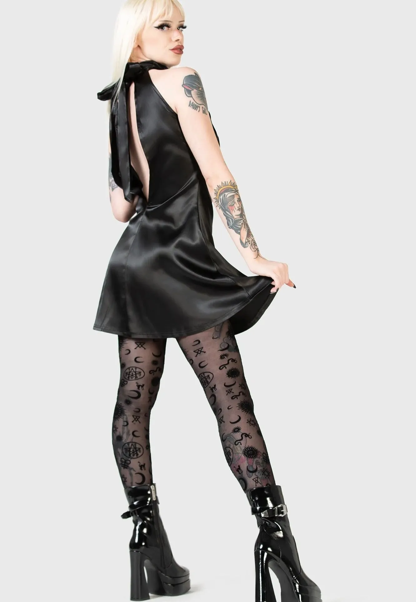 Killstar - Elveena Black Medusa Mini Black - Dress Box Pleats