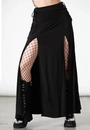 Breathable natural fiber Killstar - Hellverina Split Maxi - Skirt