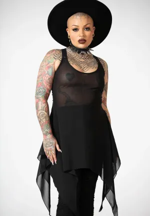 area saturation Killstar - Lilith's Blood Mesh Tunic Black - Top