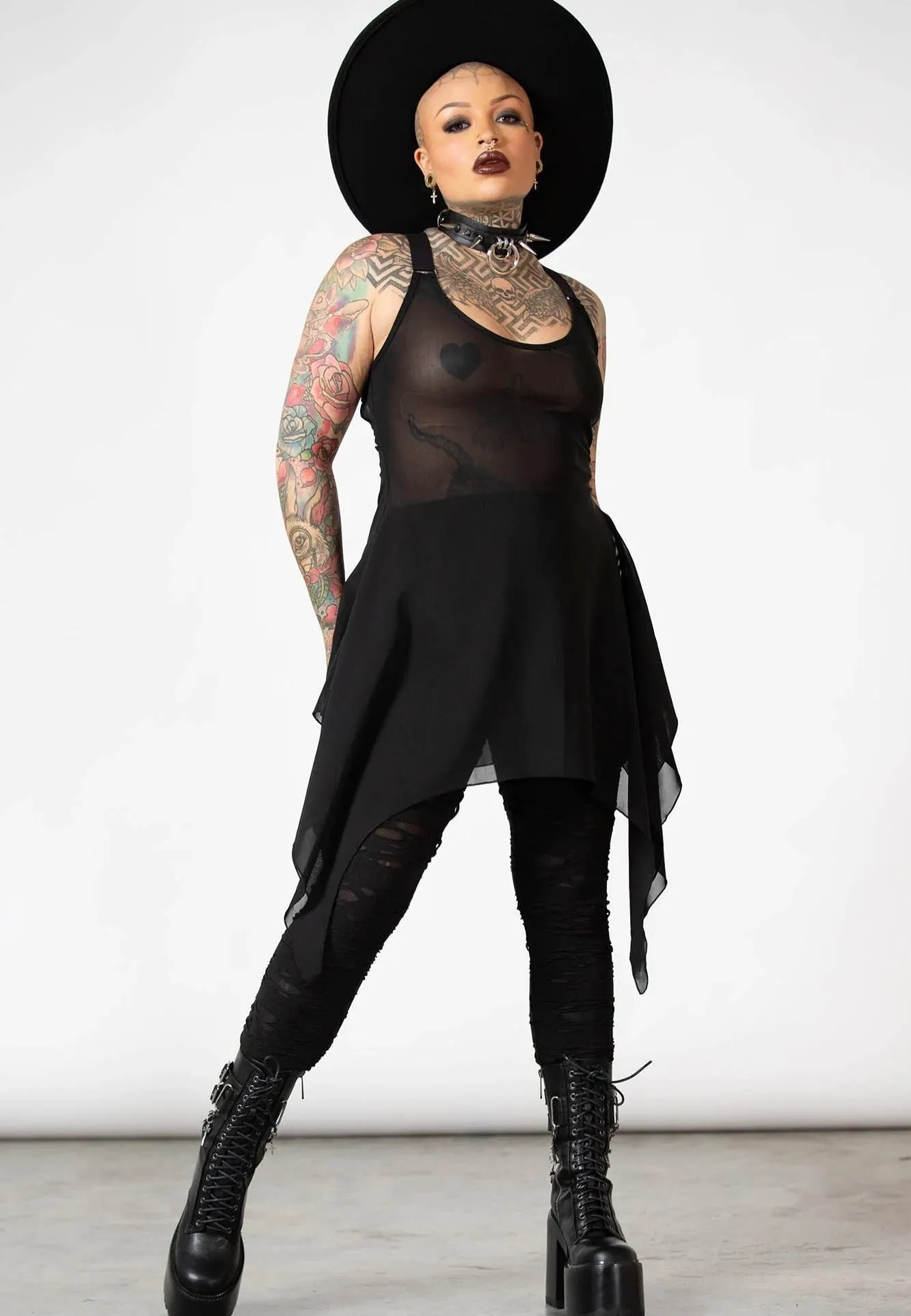 Killstar - Lilith's Blood Mesh Tunic Black - Top Urban Coolness