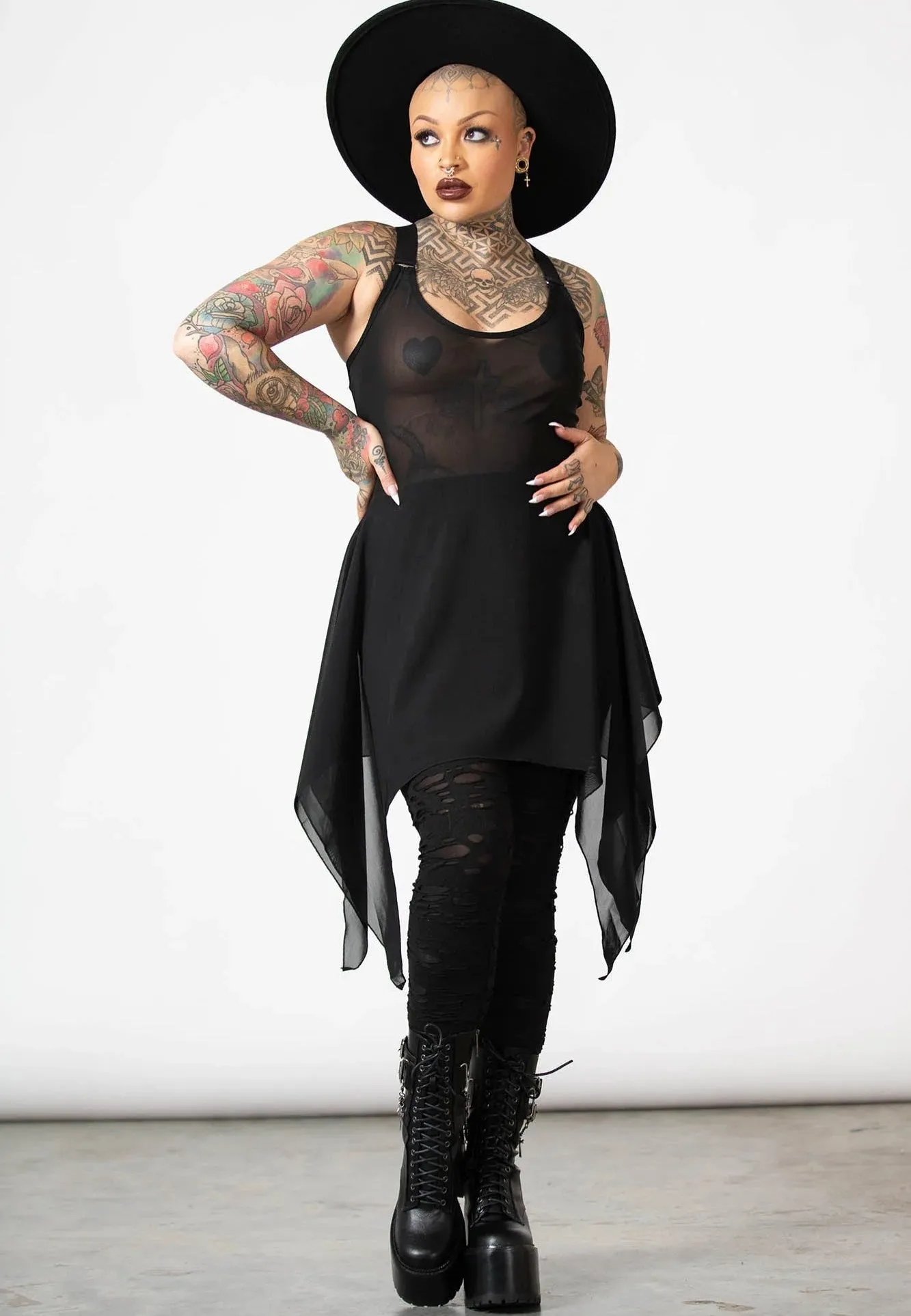 Killstar - Lilith's Blood Mesh Tunic Black - Top Urban Coolness