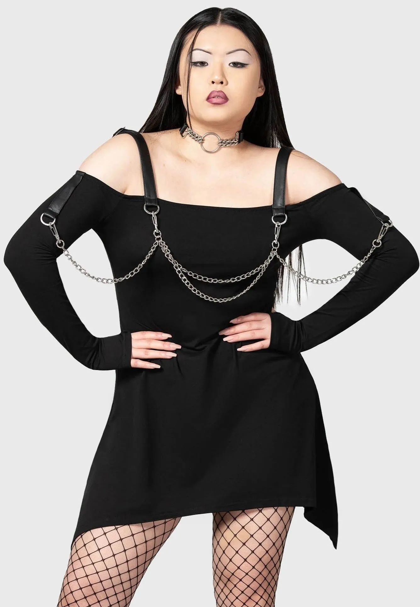 Killstar - Pleasure & Chain Black - Dress Layered Hem