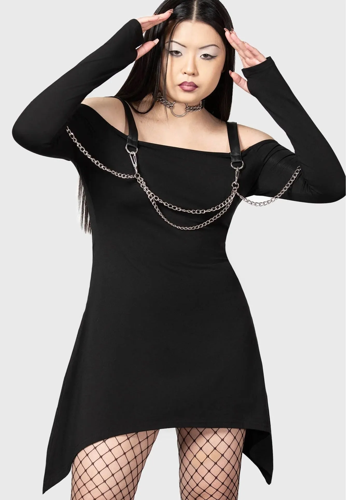 Layered Style Delicate Mood Killstar - Pleasure & Chain Black - Dress