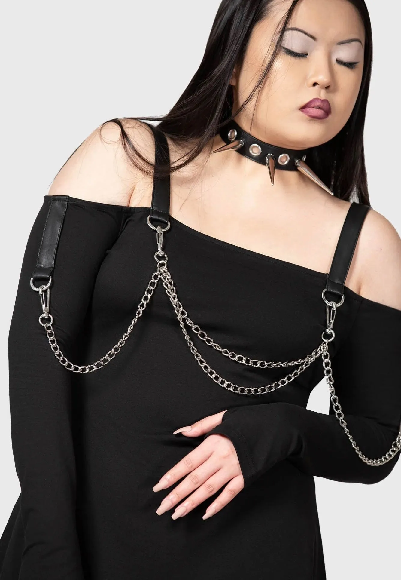Killstar - Pleasure & Chain Black - Dress Layered Hem