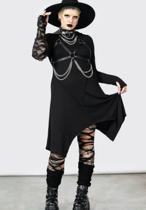 Feminine full-length gown Lightweight Killstar - Rowena Black - Dress