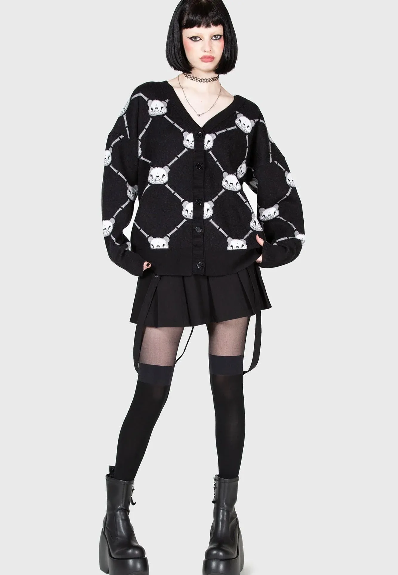 Killstar x Gloomy Bear - Bone To Pick Black - Cardigan Beret