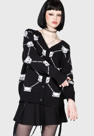 Killstar x Gloomy Bear - Bone To Pick Black - Cardigan Practical Jacket Protective Comfort