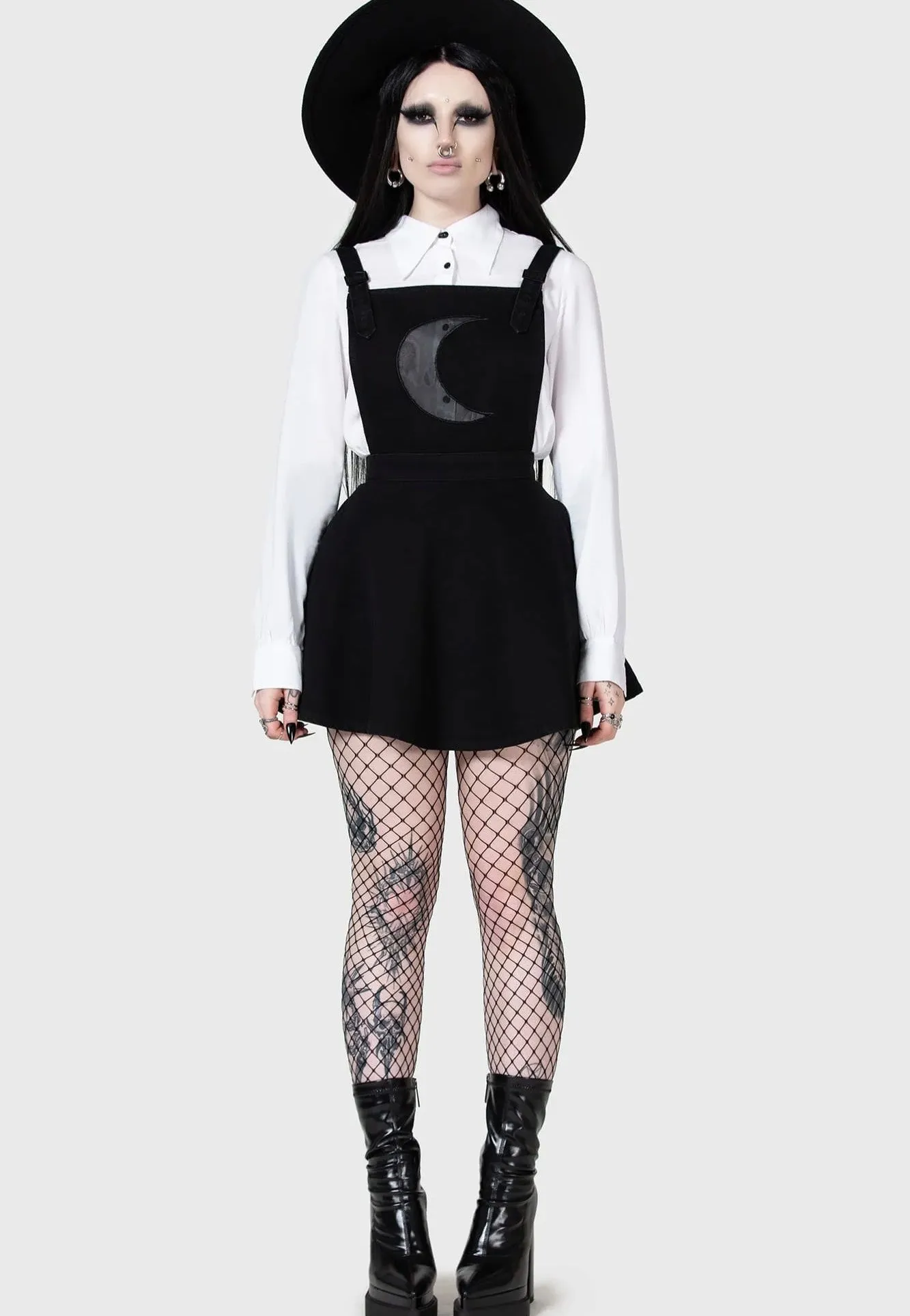 Killstar x Kihilist - Luna Orb Pinafore Black - Dress Soft cotton dress