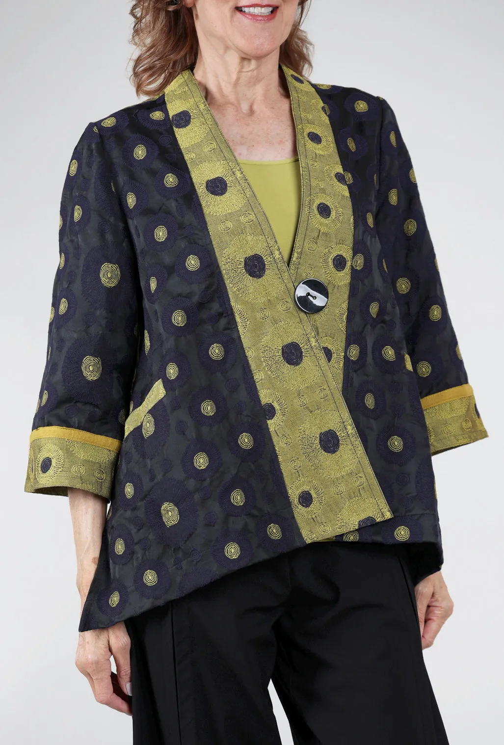 Kimono Event Jacket, Navy/Kiwi Modern Shield