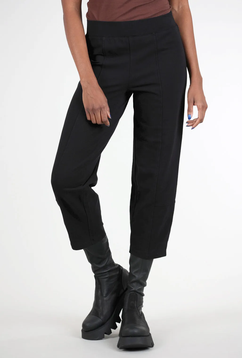 Knit Lantern Ankle Pants, Black Bold Style