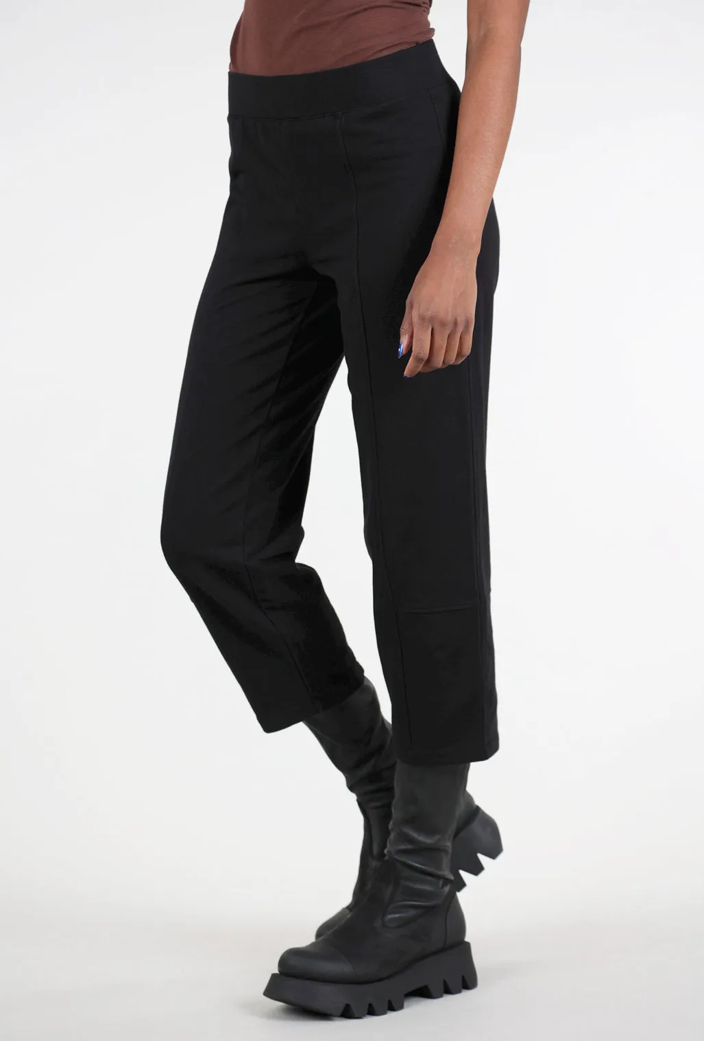 Knit Lantern Ankle Pants, Black Bold Style