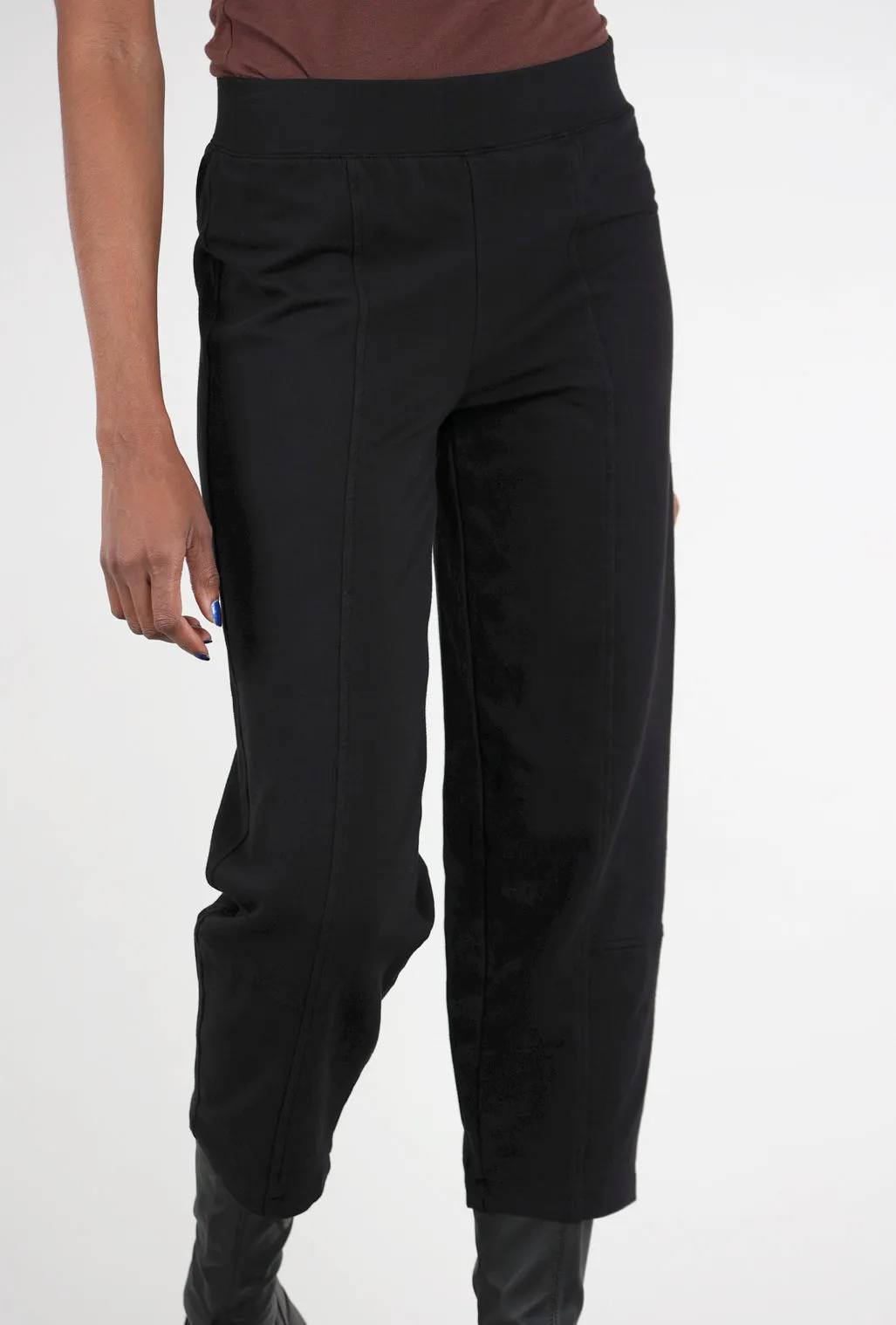 Knit Lantern Ankle Pants, Black Bold Style