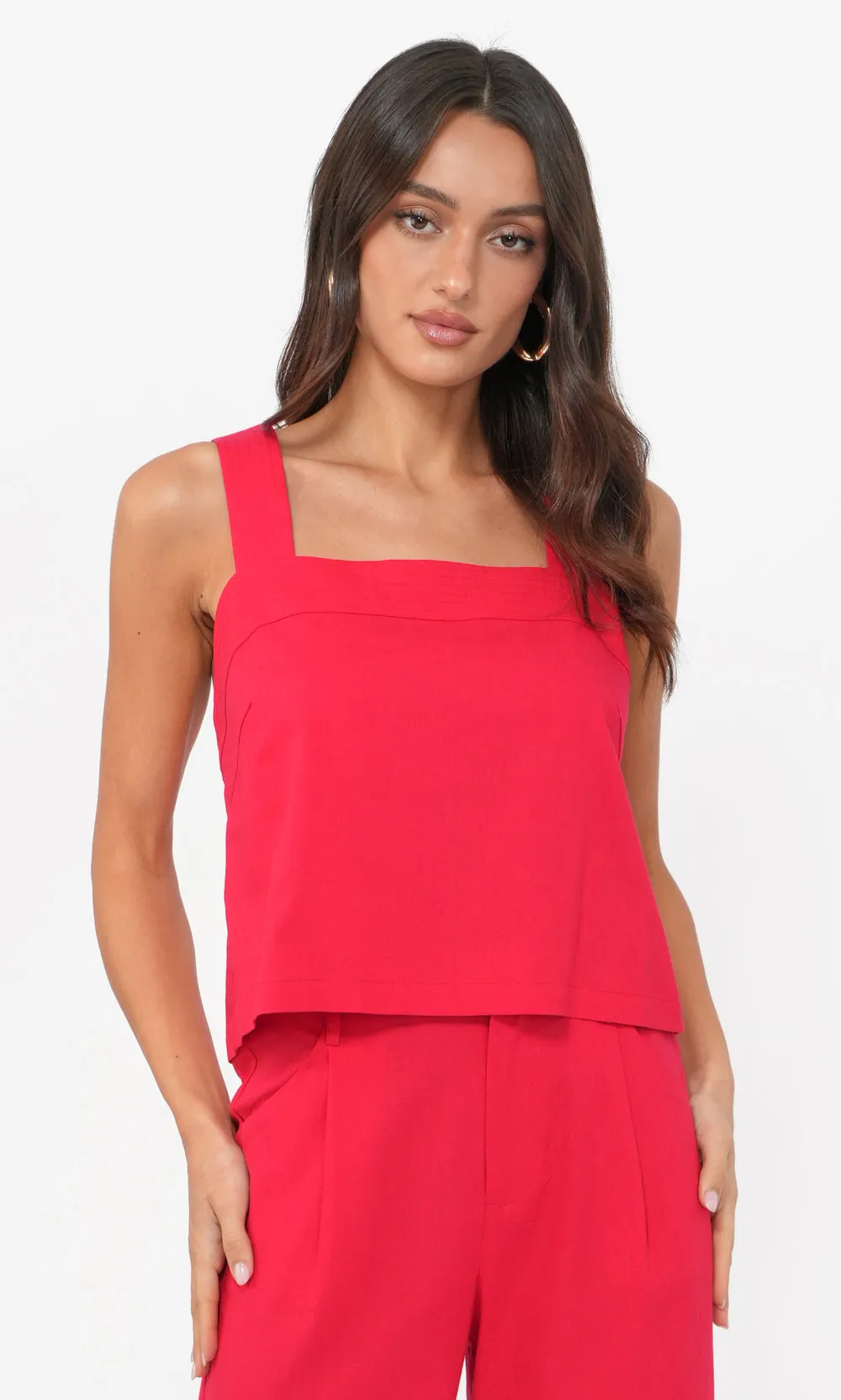 Kyla Linen Blend Cropped Top Nature Inspired