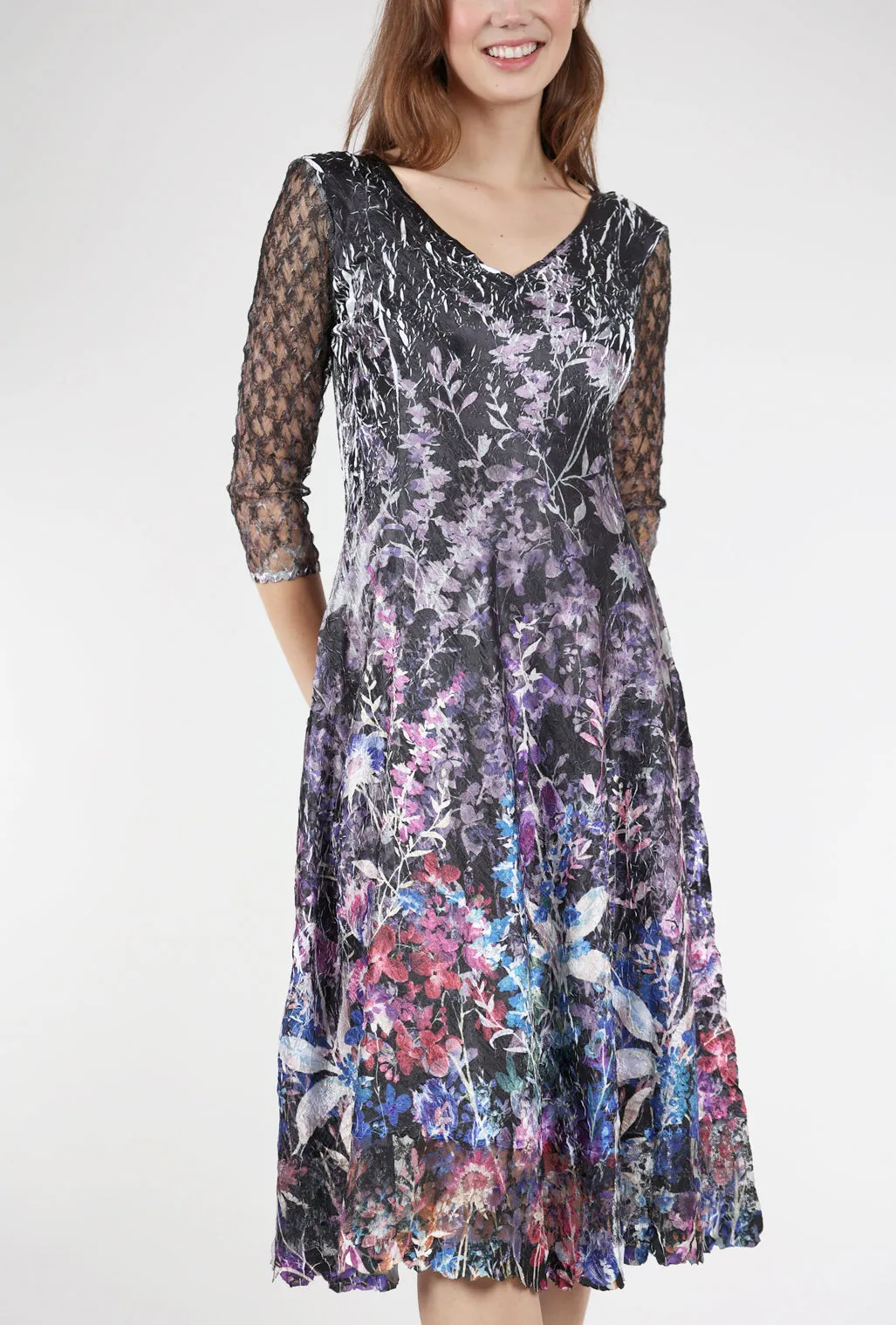 Lace-Sleeve Monarch Dress, Garden Sheath Shape