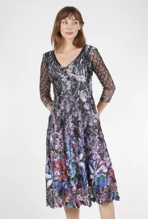 Fashion-Forward Party Floral Lace-Sleeve Monarch Dress, Garden