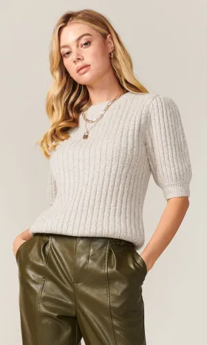 Francis Cozy Marled Knit Short Sleeve Knit Top g106w5617