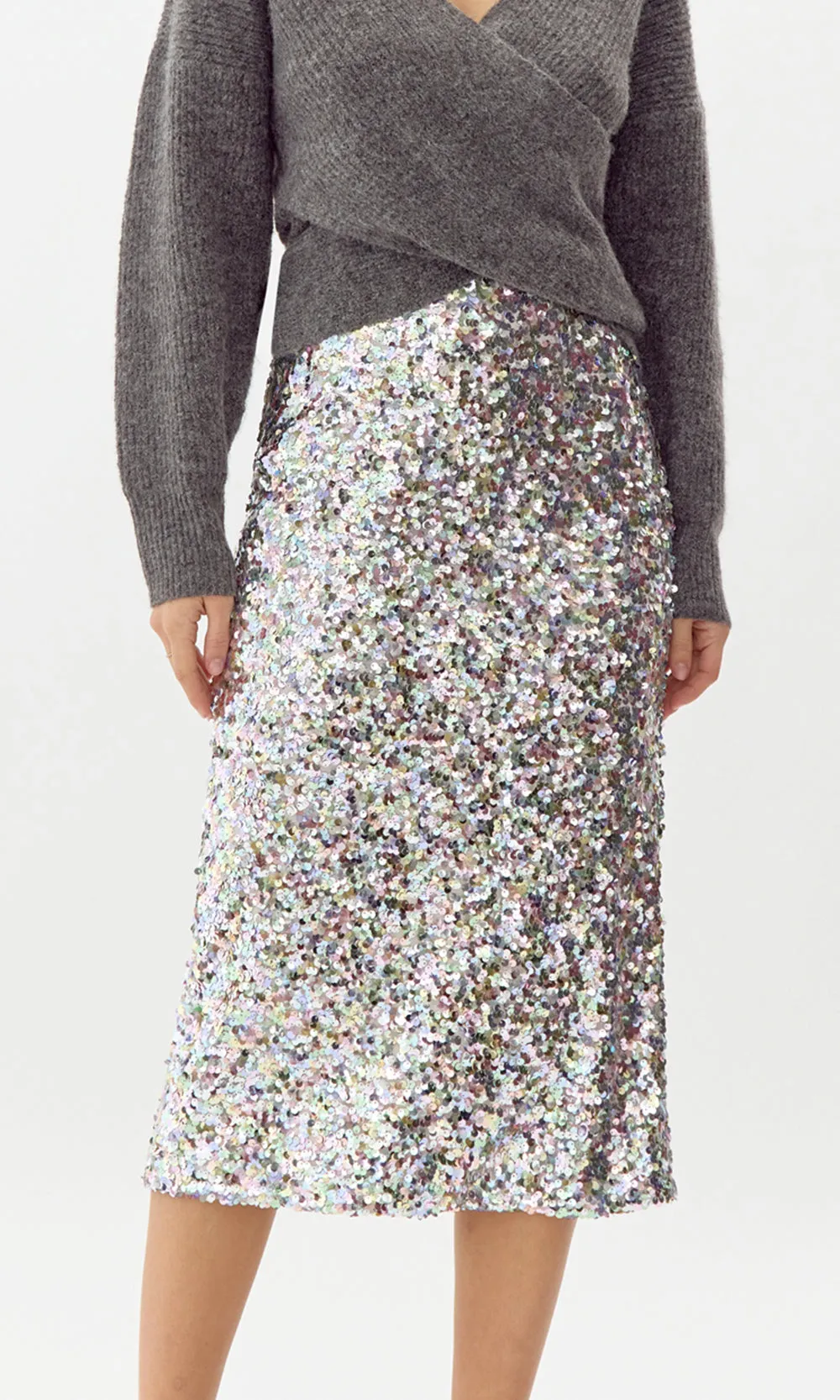 Lacey Sequins Midi Skirt Sleek Design