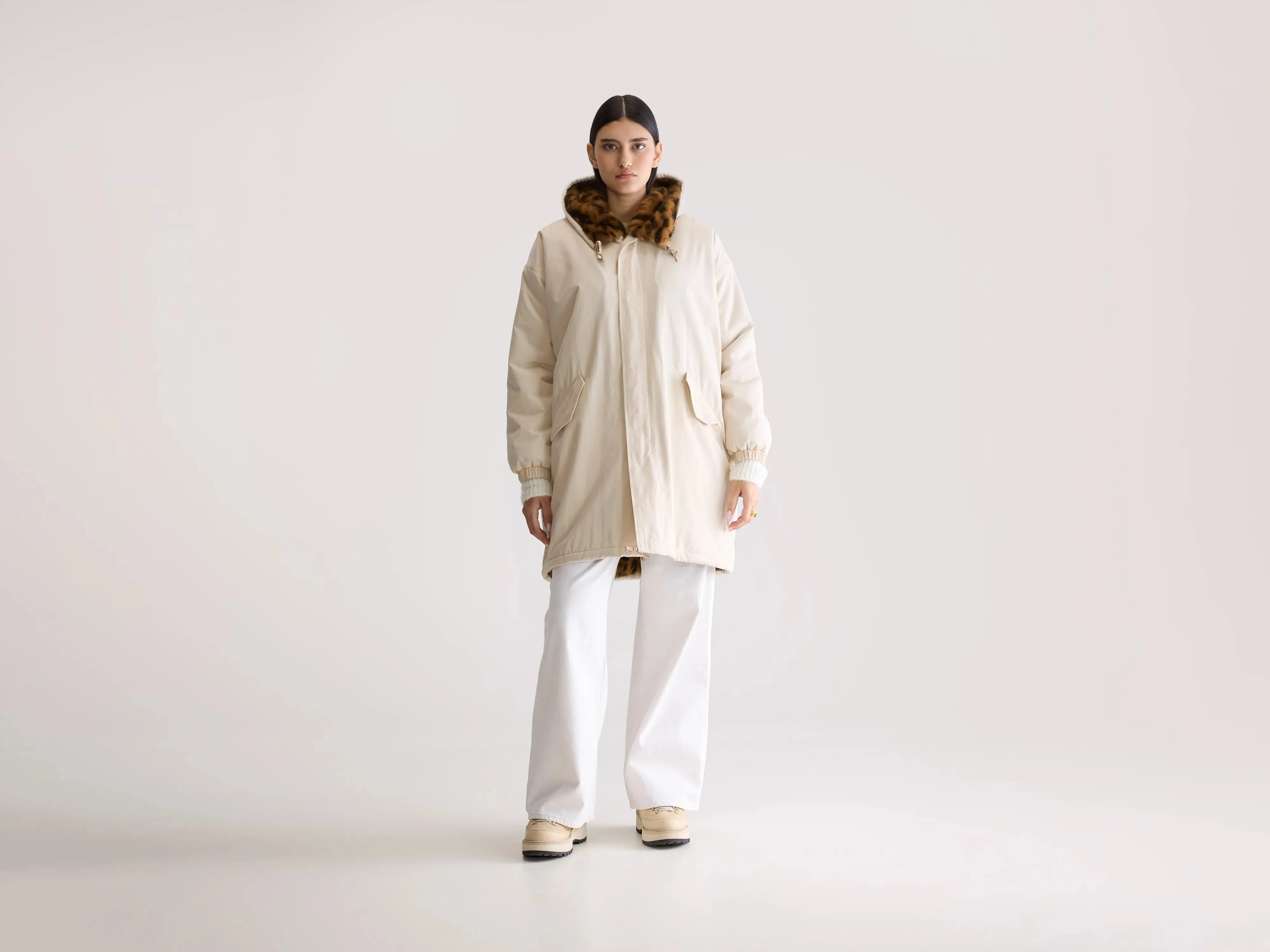 Laos hooded parka (252 / W / NATURAL) Mid Length Design