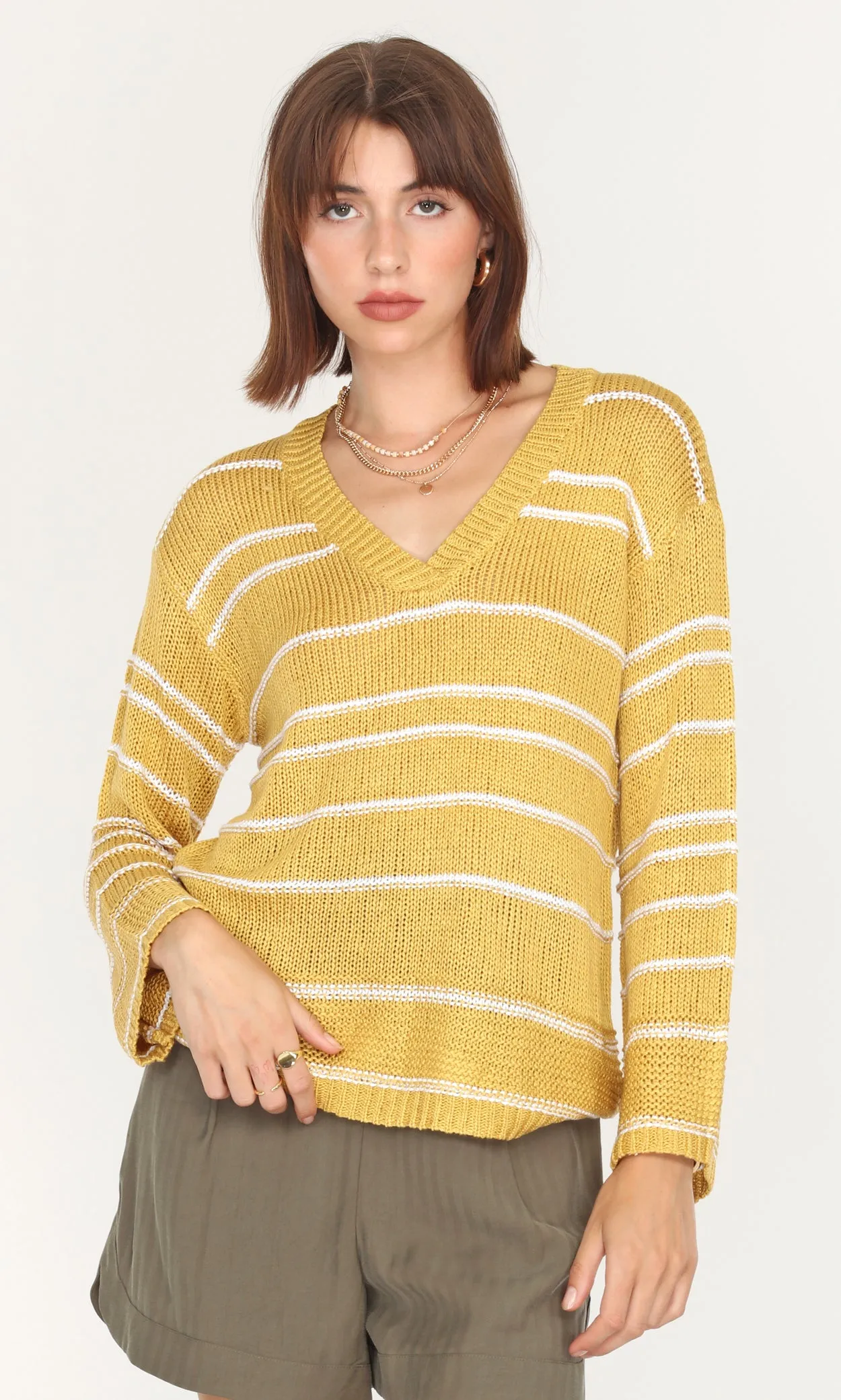 Larissa Stripe Sweater Comfortable knit outerwear All-season knitwear