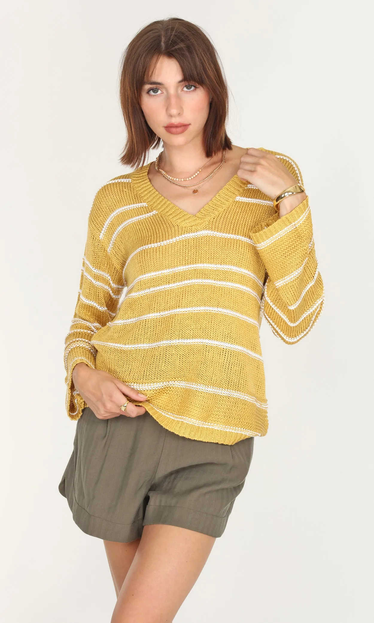 Larissa Stripe Sweater Ribbed cuff