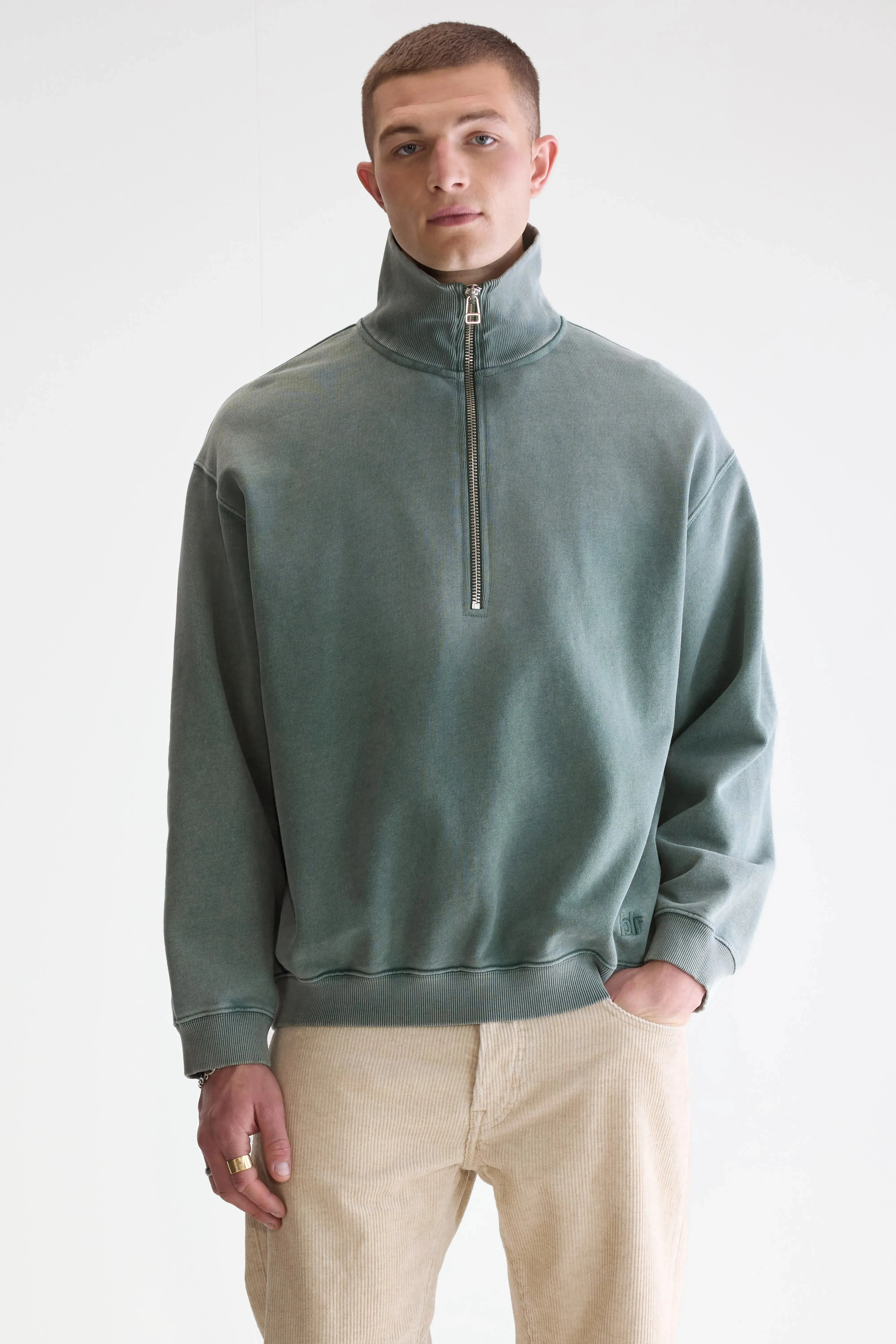 Layer Essential Fabro half-zip sweatshirt (252 / M / BOTTLE)