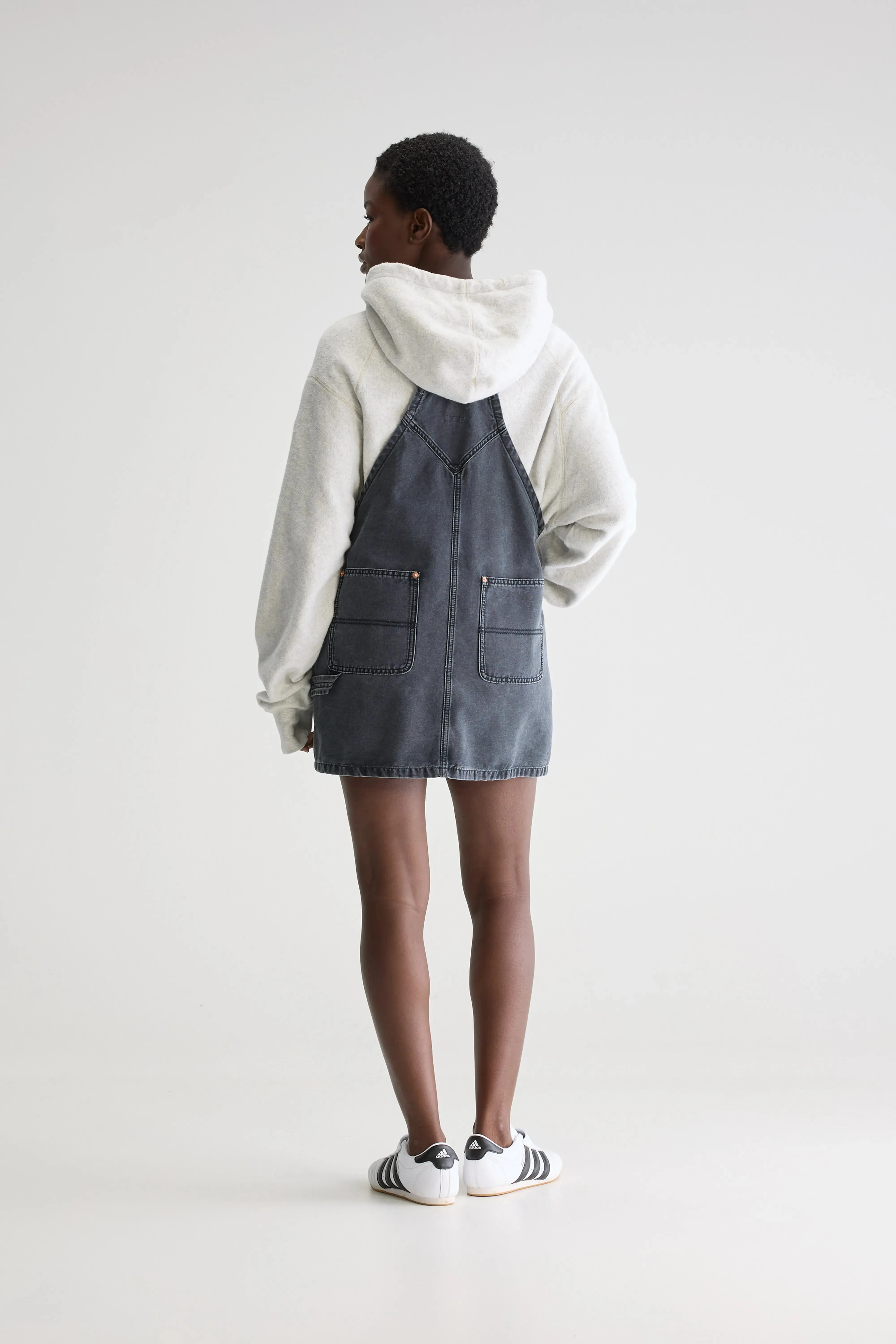 Layered Collar Piama mini overall dress (251 / W / CHARCOAL)