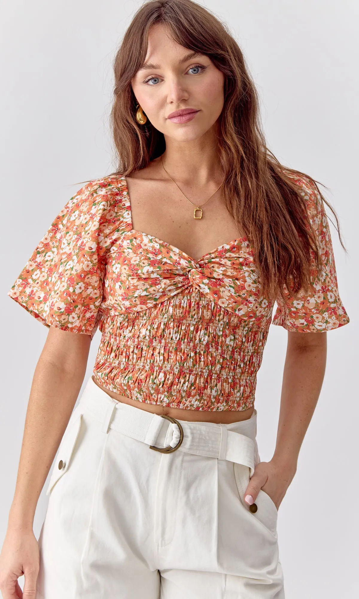 Layla Smocked Floral Top Light Comfort