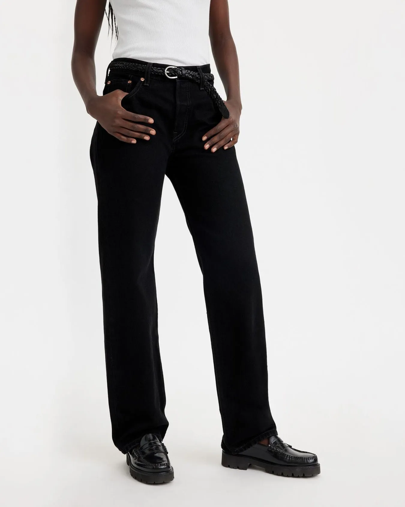 Levi's Womens 501 90's Relaxed Straight Fit Jeans - Rinsed Blacktop | Levi's Jeans | JEANSTORE