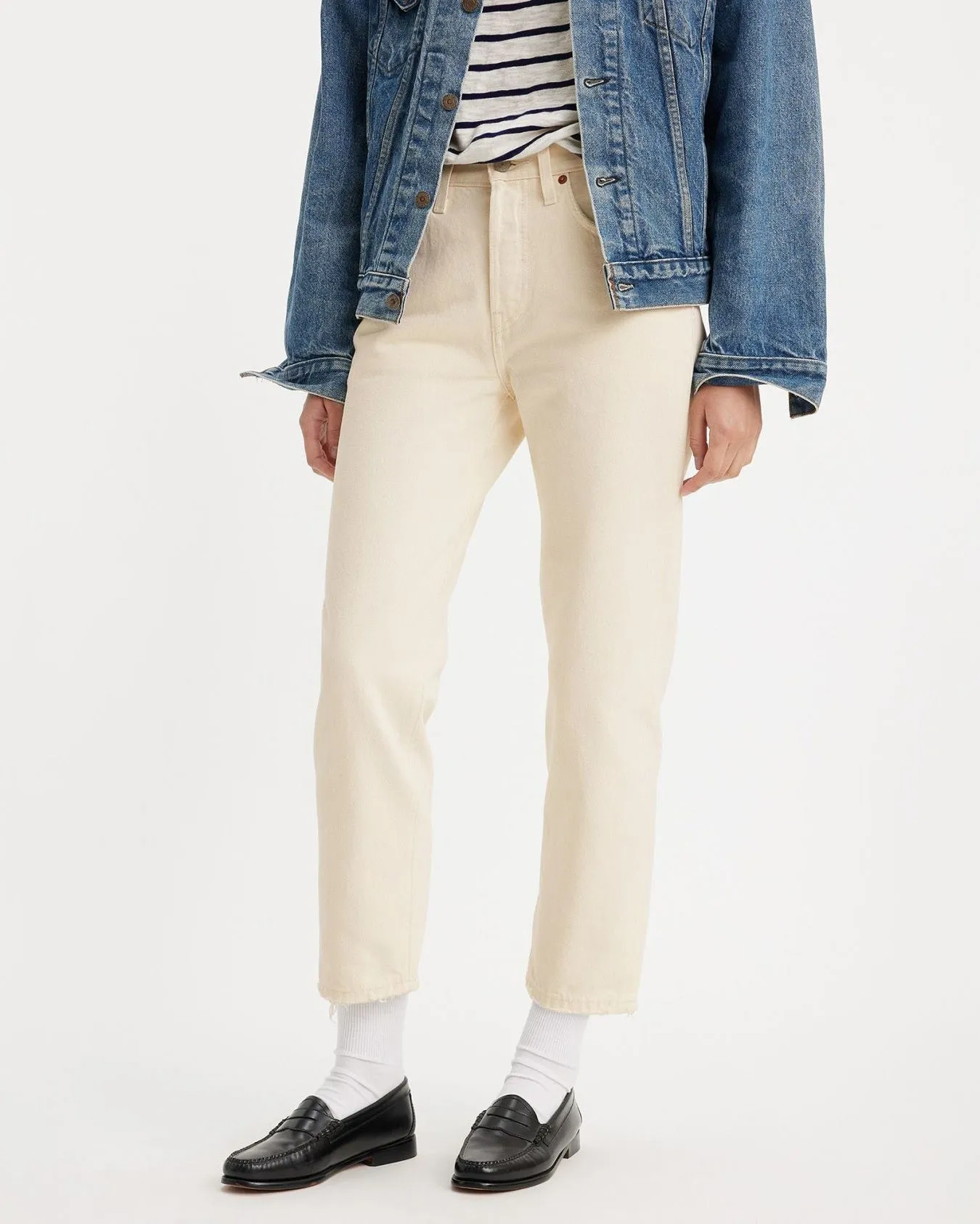 Levi's Womens 501 Crop Jeans - Ecru Booper No Damage | Levi's Jeans | JEANSTORE