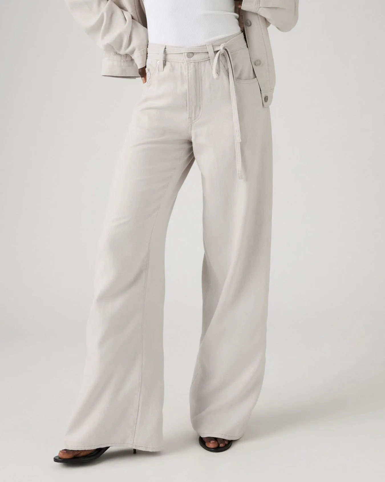 Levi's Womens XL Straight Wide Leg Linen Trousers - Crystal Grey | Levi's Chinos & Non-Denim Pants | JEANSTORE