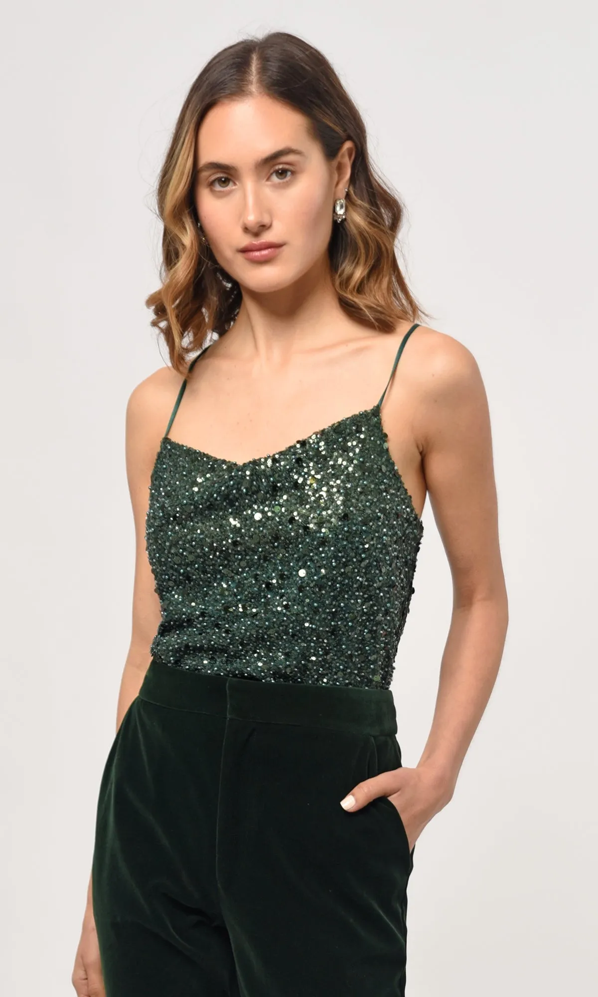Light Breezes Bona Cowl Neck Beaded Blouse