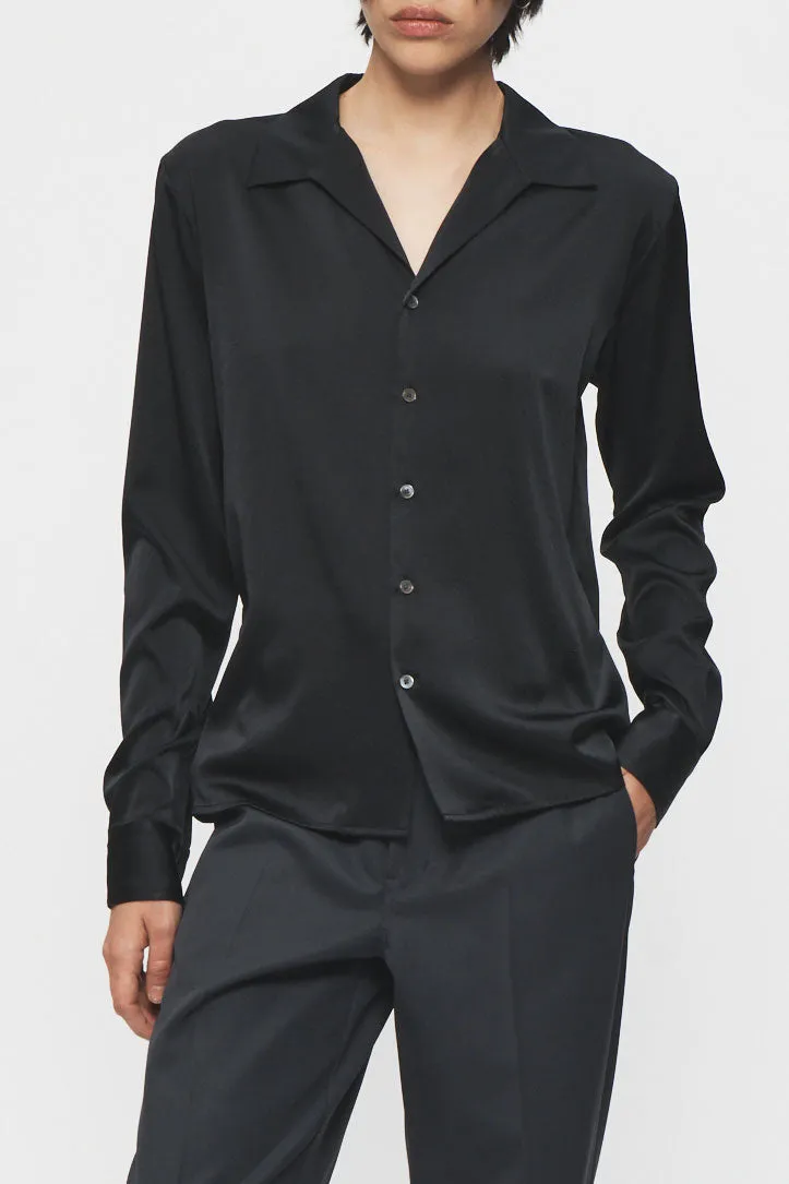 Light Breezes Slip Silk Black Shirt