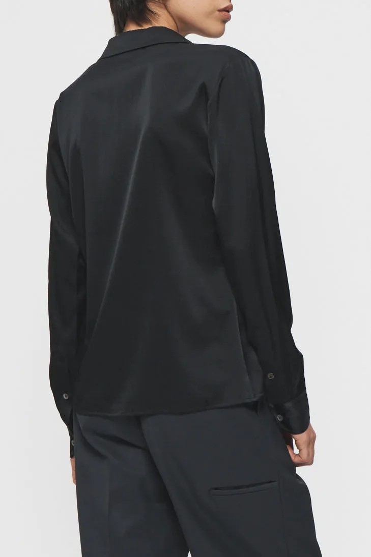 Light Breezes Slip Silk Black Shirt