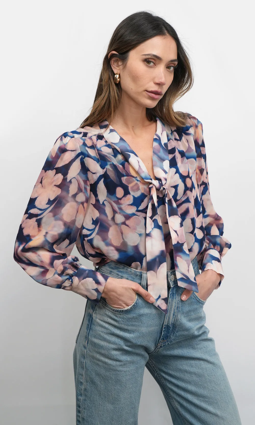 Rosabel Viscose Tie Neck Blouse G258T7281