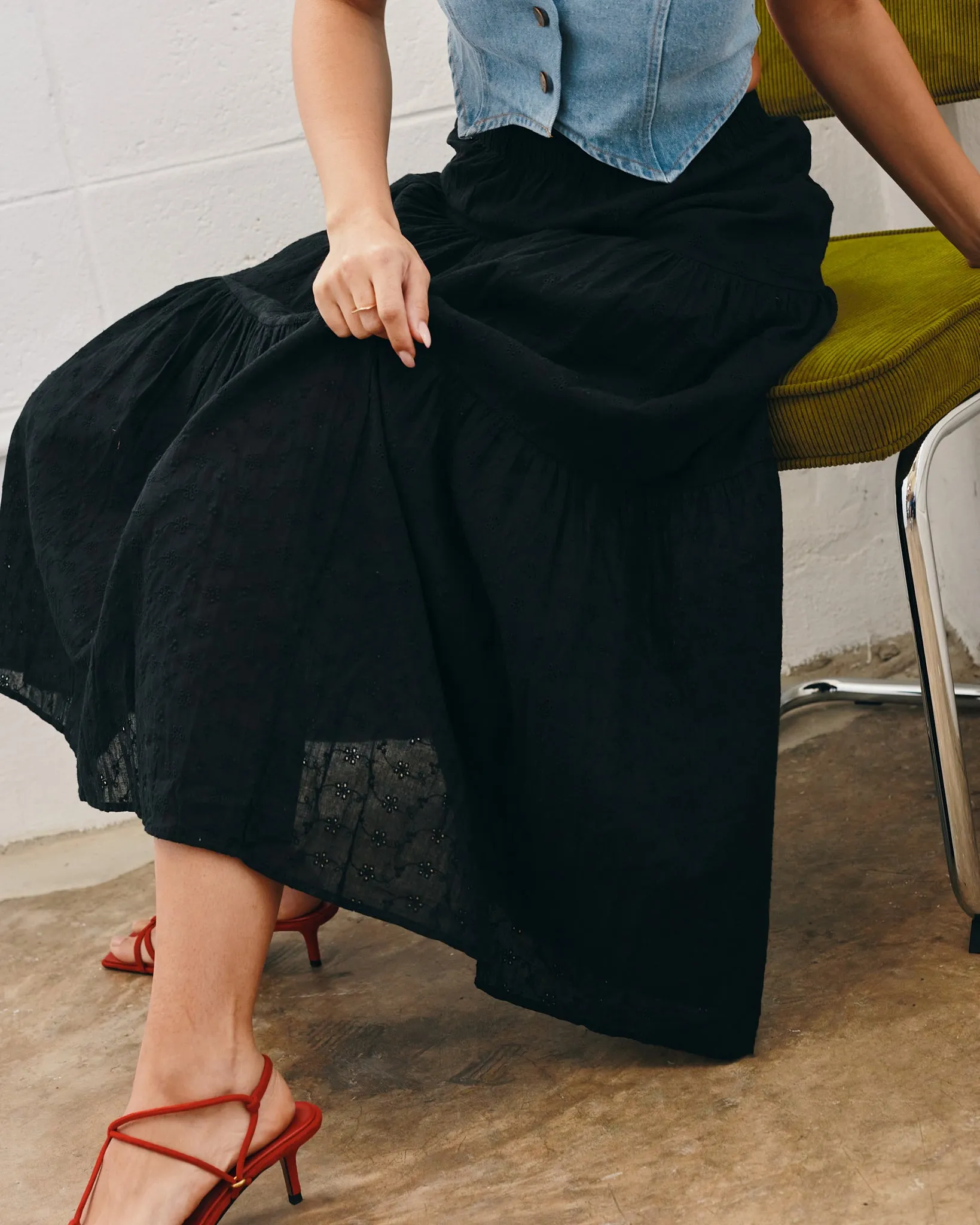 Light Motion Eyelet Long Skirt