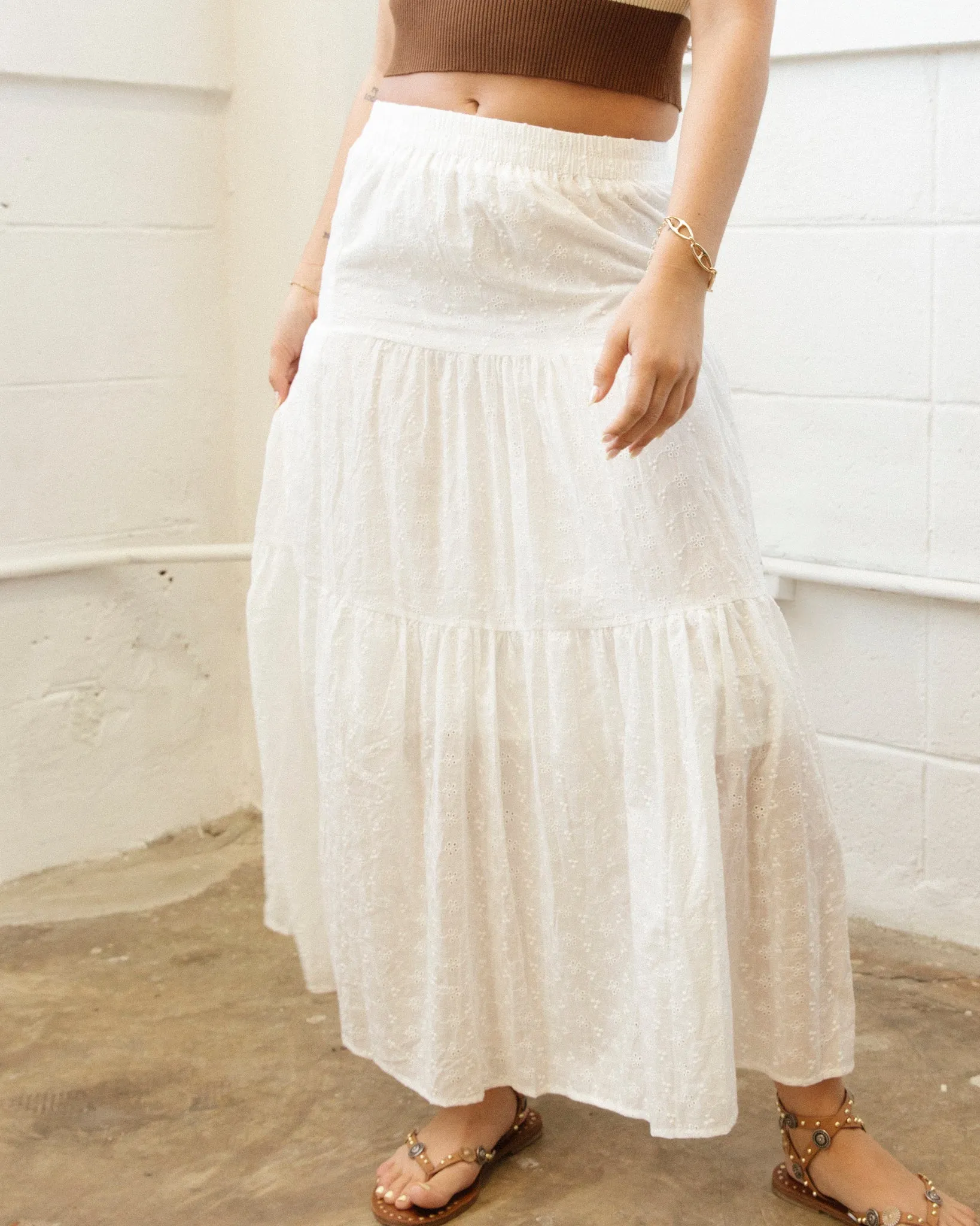 Light Motion Eyelet Long Skirt